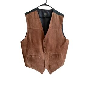 Stefano Man Suede Leather Vest Brown Western Cowboy Style XL‎